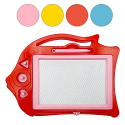 Доска " KWELT " Волшебный экран 29*21см Рыбка в комплекте: ручка для экрана, 3 штампика, цвет- ассор