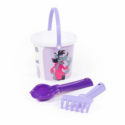 Набор "Ну, погоди!" №1: ведро малое с наклейкой, совок №2, грабельки №2