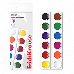 Краски акварельные без кисти 12цв " EK " пластиковая палета, картонная коробка с европодвесом