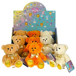 365016 Игрушка мягкая "мишки с золотыми лапками" 14 см, 3 цвета, без чипа, Добрые игрушки уп-9шт в к