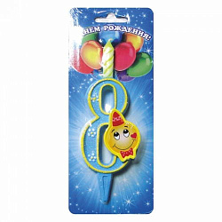 свеча тортовая цифра "смайлик" 8