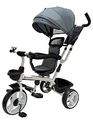 Велосипед трёхколесный с ручкой НЕПТУН (колеса EVA 10"/8" поворот.сиденье) серый (Арт ВЛ-2775)