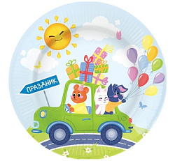Тарелки (7''/18 см) Зверюшки, Веселый праздник, 6 шт.