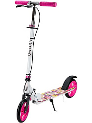 Самокат 2-х колесный TURN (колеса PU 180мм, 80*10*75-102см, до 80кг) белый граффити (Арт. СМК-9937)