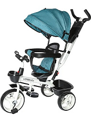 Велосипед трёхколесный с ручкой НЕПТУН (кол. пластик 10"/8" поворот.сиденье) бирюза (Арт.ВЛ-0617) ЧЗ