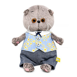 BB-151 Игрушка Кот Басик baby в жилете в цветочек и брючках