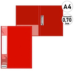 Папка с зажимом " KWELT " А4 Standart красная, пластик 0,7мм, бумажная вставка во внешний кармашек, 