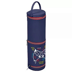 Пенал " deVente " 1 отделение Game on 22,5*6,7*6,2см, темно-синий, силиконовый, на 3 молнии, с ручко