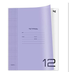 Тетрадь 12л., линия BG "UniTone. Neon", пластиковая обложка, неон сиреневый