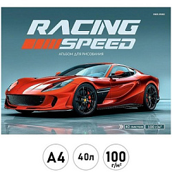 Альбом А4 40л " Проф-Пресс " Красный автомобиль-2, склейка, обложка- мелованный картон, блок- офсет 