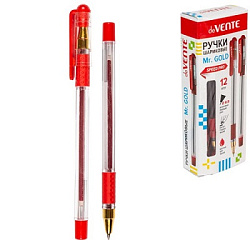 Ручка шариковая " deVente " Mr. Gold Speed Pro красная 0,5мм, толщина письма 0,25мм, каучуковый держ