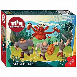 Контурный МАКСИ пазл 30 эл. "Три богатыря" (Мельница)
