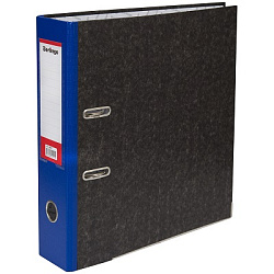 Папка-регистратор Berlingo "Hyper", 80мм, мрамор, с карм. на корешке, нижний метал. кант, синяя