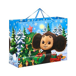 Пакет подарочный новогодний, 61×46×20 см, упаковка, Чебурашка