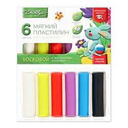Пластилин " Глобус " Супермягкий, с экстрактом алоэ вера 6 цветов 90грамм, картонная упаковка
