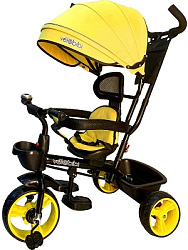 Велосипед трёхколесный с ручкой НЕПТУН (колеса пластик 10"/8" поворот.сиденье)желтый (арт. ВЛ-5081)