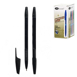 Ручка шариковая " Basir " черная 1,0мм, толщина письма 0,5мм, рифленый держатель, чернила на масляно