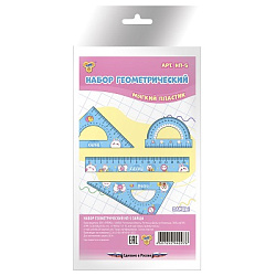 Набор геометр. ЗАЙЦЫ (лин.16см+2угольника+транспортир) арт.НП-5 (1/56наб)