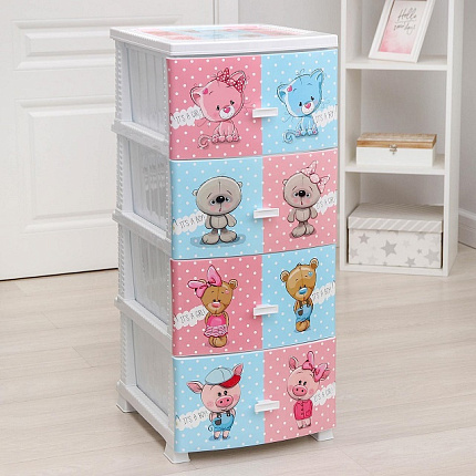 Комод Декор "Друзья" монорисунок 4 секц. бел.(1)