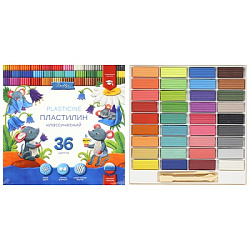 Пластилин " Глобус " Классический 36цв, со стеком, 480гр, картонная упаковка