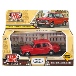 Машина металл LADA lada 2106 длина 10,5 см, инерц, красный, кор. Технопарк в кор.2*36шт