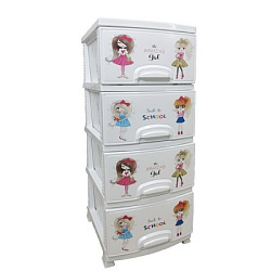 Комод "Девочки" (белый)  4 секции.(1)