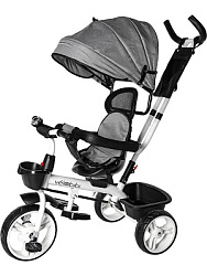 Велосипед трёхколесный с ручкой НЕПТУН (колеса пластик 10"/8" поворот.сиденье) серый (Арт. ВЛ-0616)