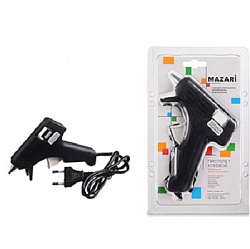 Клеевой пистолет " Mazari " мощность- 20 Вт, время нагрева до рабочей температуры - 5 минут, диаметр