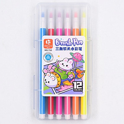 Фломастеры ВЕСЕЛЫЕ ЗВЕРЯТА 12цв водн.основа,кист.нак. пласт.упак. арт.716-12 (1/40/160наб)